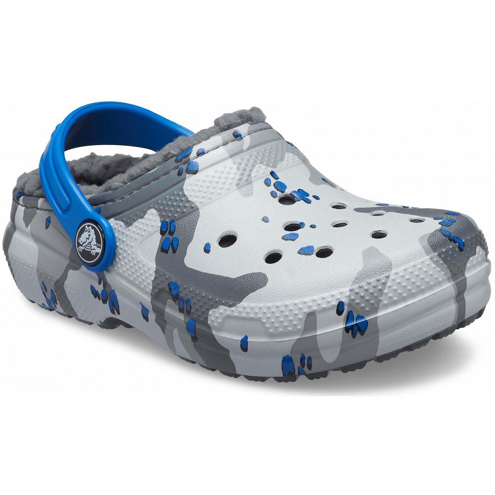 Grey Girls' Crocs Classic Lined Camo Clogs | NZ 1474KORI